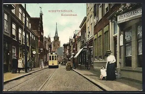 AK Scheveningen, Strassenbahn in der Keizerstraat