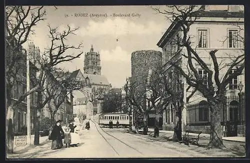 AK Rodez /Aveyron, Boulevard Gally, Strassenbahn