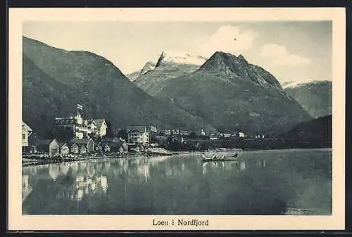 AK Loen i Nordfjord, Ortsansicht vom Wasser her