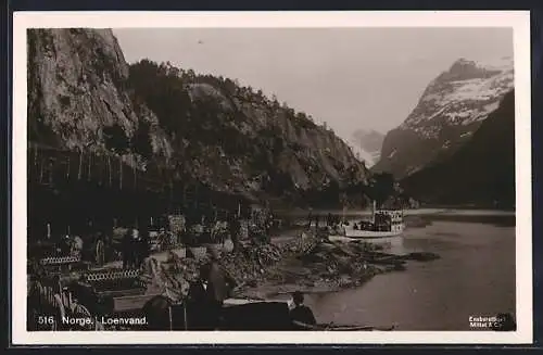 AK Loenvand, Uferpartie mit Booten und Karren