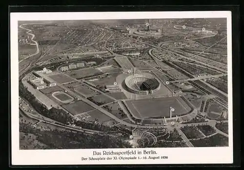 AK Berlin, Luftbild des Reichssportfeldes, Schauplatz der Olympischen Spiele 1936