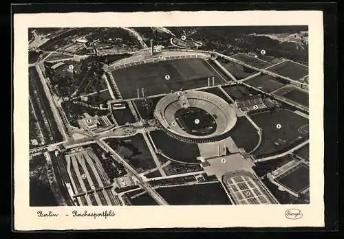 AK Berlin, Reichssportfeld, Fliegeraufnahme, Olympia