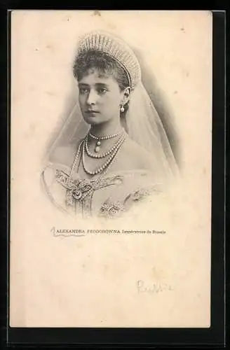 AK Zarin Alexandra Feodorowna von Russland mit Diadem und Schleier