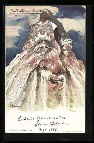 Künstler-AK sign. E. Hansen / Emil Nolde: Das Matterhorn lächelt, Berggesichter