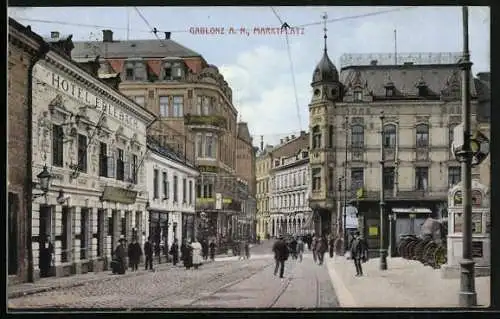 AK Gablonz a. N., Hotel Erlebach am Marktplatz