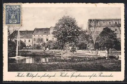 AK Krakau, Springbrunnen auf den Promenaden