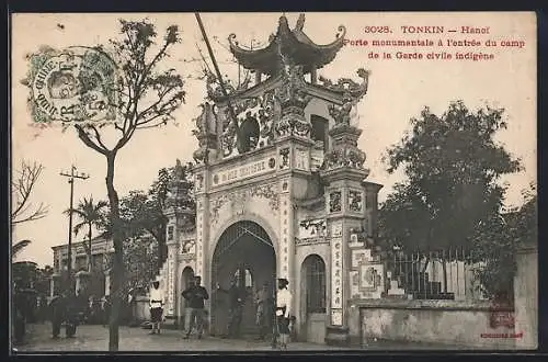 AK Hanoi, Porte monumentale à l`entrée du camp de la Garde civile indigène