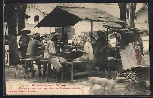 AK Cochinchine, Saigon, Coobes prenant leur repas dans und Restaurant chinois