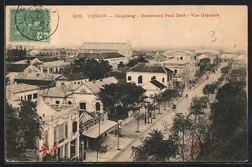 AK Haiphong, Boulevard Paul Bert, Vue Generale