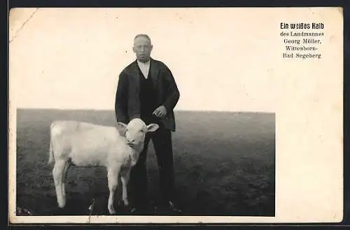 AK Wittenborn, Landmann Georg Möller mit einem weissen Kalb