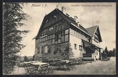 AK Plauen i. V., Touristen-Vereinshaus auf dem Tenneraberg