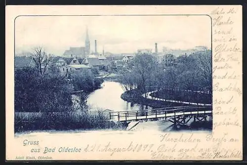 AK Bad Oldesloe, Ortspartie mit Kirche