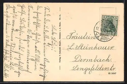 AK Ostheim v. d. Rhön, Totalansicht mit Kirche und Strassenpartie