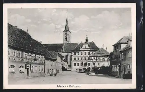 AK Iphofen, Marktplatz mit Kirche