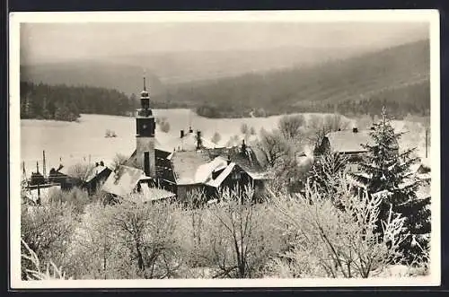 AK Schellerhau, Ortspartie im Schnee