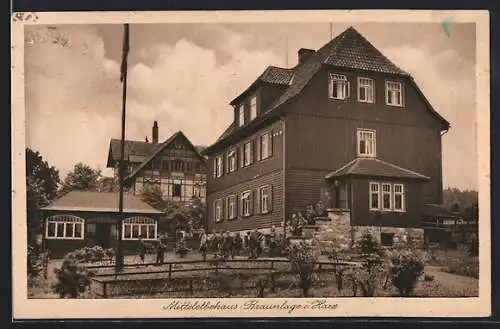 AK Braunlage i. Harz, Mittelelbehaus mit Kindern