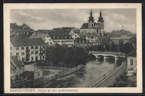 AK Donaueschingen, Ortsansicht mit Schützenbrücke