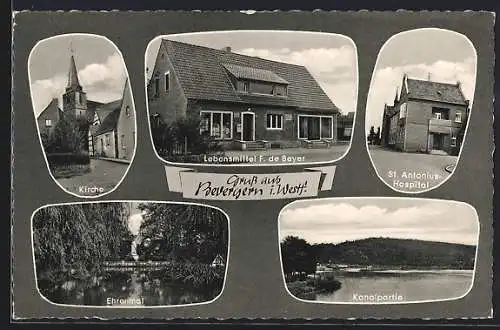 AK Bevergern i. Westfl, Lebensmittel F. de Beyer, St. Antonius-Hospital, Ehrenmal