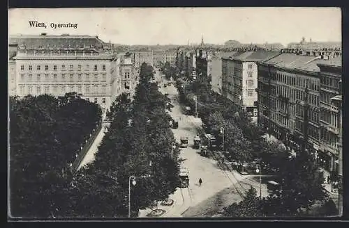 AK Wien, Opernring mit Strassenbahnen