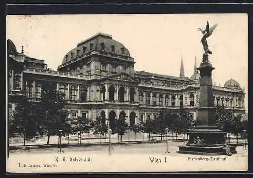 AK Wien, K. k. Universität mit Liebenberg-Denkmal