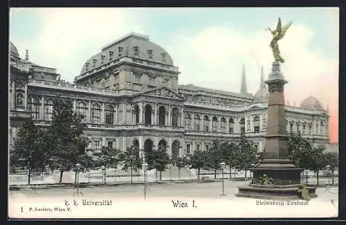 AK Wien, K. k. Universität mit Liebenberg-Denkmal