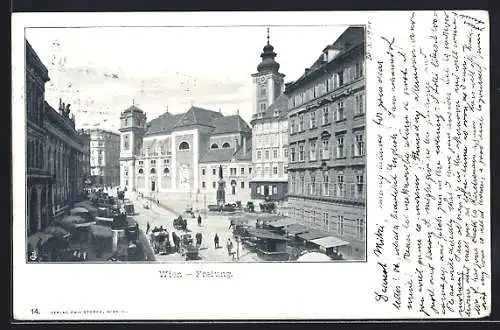 AK Wien, Freiung mit Kirche und Brunnen