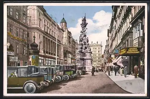 AK Wien, Graben mit Grabenrestaurant und Denkmal