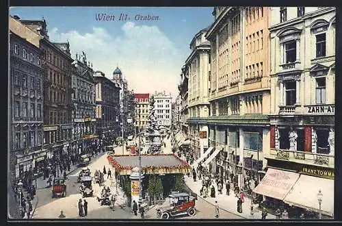 AK Wien, Graben mit Geschäften und Denkmal