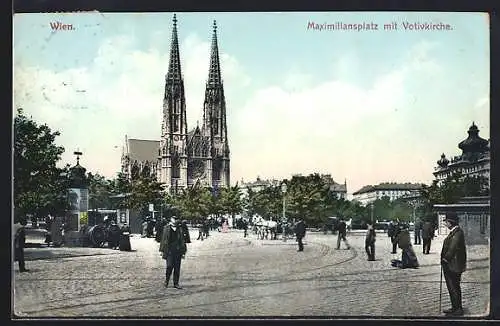 AK Wien, Maximiliansplatz mit Votivkirche