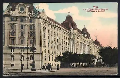 AK Wien, K. u. K. Reichs-Kriegsministerium und Radetzky-Denkmal