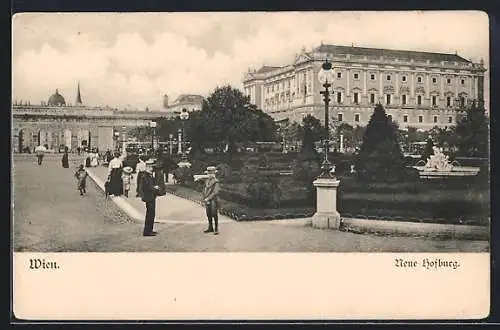 AK Wien, Neue Hofburg mit Brunnen