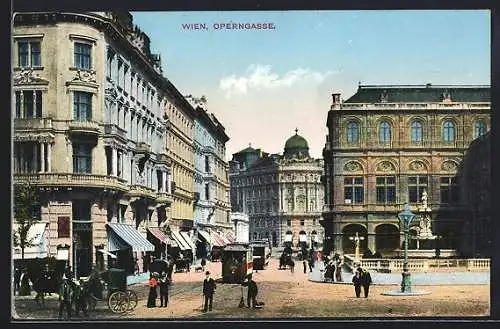 AK Wien, Strasse Operngasse mit Strassenbahn