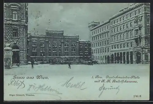 AK Wien, Deutschmeister-Platz mit K. K. Rudolfskaserne