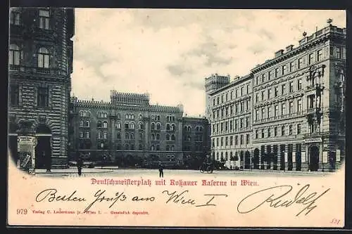 AK Wien, Deutschmeisterplatz mit Rossauer Kaserne