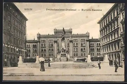 AK Wien, Rudolfs-Kaserne mit Deutschmeister-Denkmal