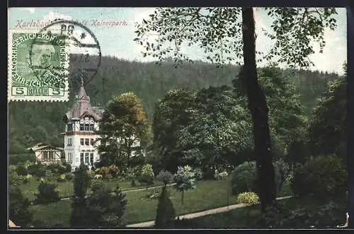 AK Karlsbad, Café Kaiserpark