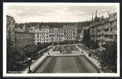 AK Marienbad, Schillerplatz mit Anlagen