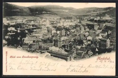 AK Karlsbad, Blick vom Hirschensprung auf den Ort