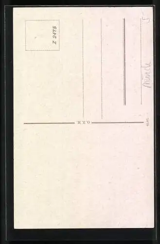 AK München, Teilansicht m. Dom, Münchner Kindl m. Krug