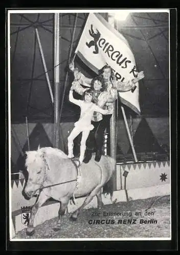 AK Berlin, Erinnerung an Zirkus Renz, Kinder reiten stehend auf dem Pony