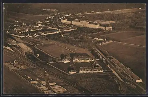 AK Schleissheim, Kgl. Schloss und Flugplatz, Fliegeraufnahme