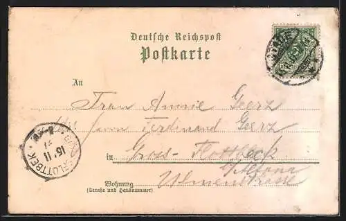 Lithographie Stade, Blick von der Bahn aus, Regierungs-Gebäude, Postamt, Köngl.Seminar, Aussichtsturm