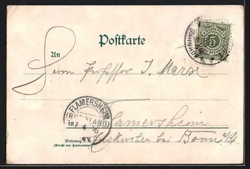 Lithographie Stuttgart, Hotel Victoria, Panorama der Stadt