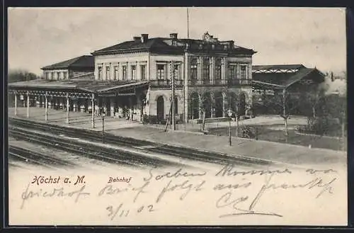 AK Höchst a. M., Blick auf den Bahnhof