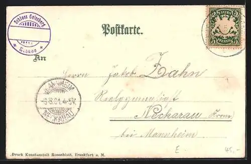 Lithographie Weissenburg, Schloss Geisberg, Denkmal der III. Armee