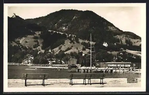 AK Rottach-Egern a. Tegernsee, Blick zum Strandbad