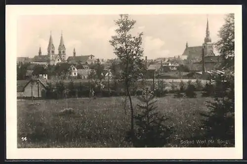 AK Werl Kr. Soest, Ortsansicht mit Wallfahrtskirche