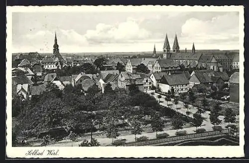 AK Werl, Stadtansicht aus der Vogelschau