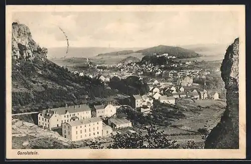 AK Gerolstein /Eifel, Totalansicht von einen Berg aus