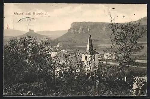 AK Gerolstein /Eifel, Gesamtansicht von einen Berg aus